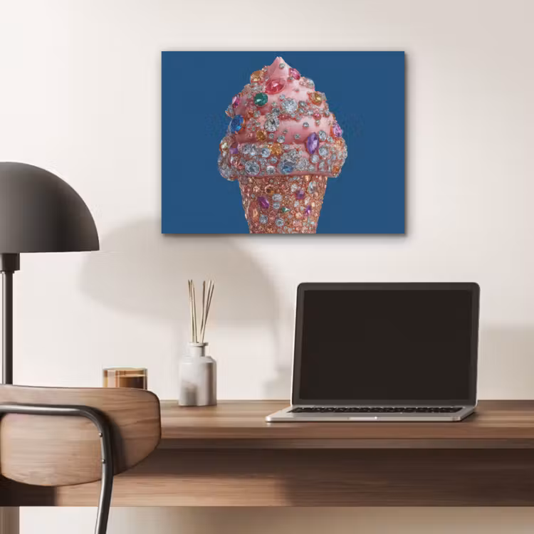 Ijsje - Hoorntje - Steentjes - Blauw PET vilt klein -sfeer5