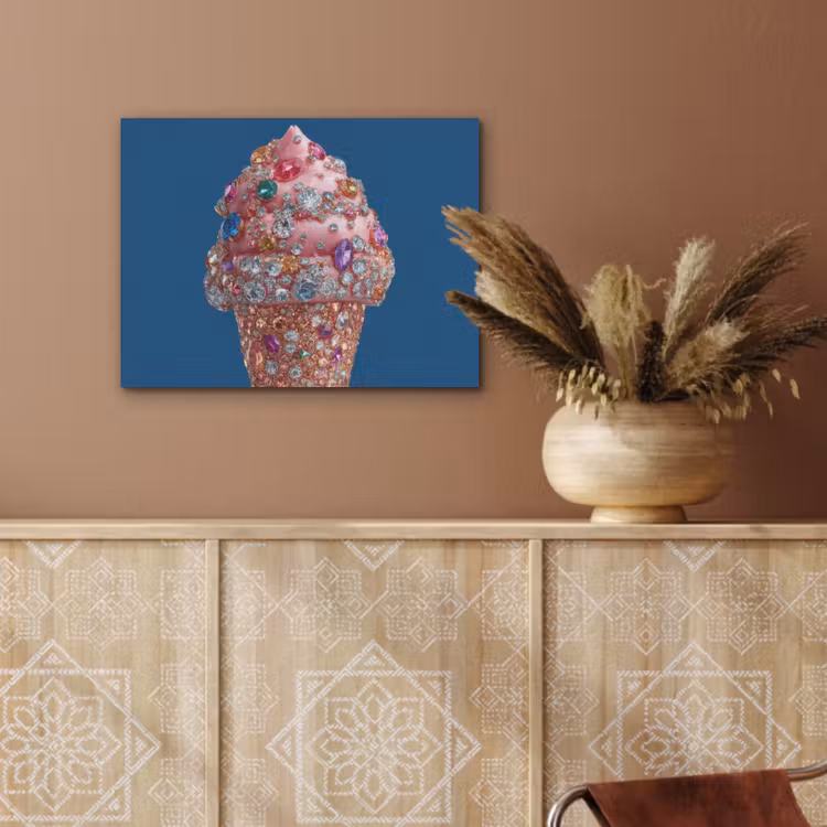 Ijsje - Hoorntje - Steentjes - Blauw PET vilt klein -sfeer4
