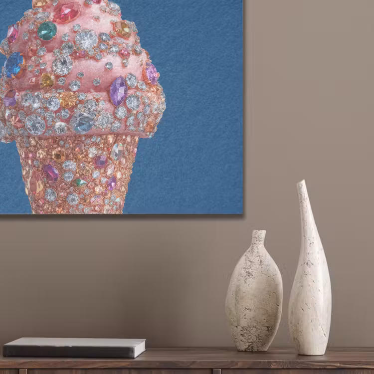Ijsje - Hoorntje - Steentjes - Blauw PET vilt klein -sfeer6_closeup