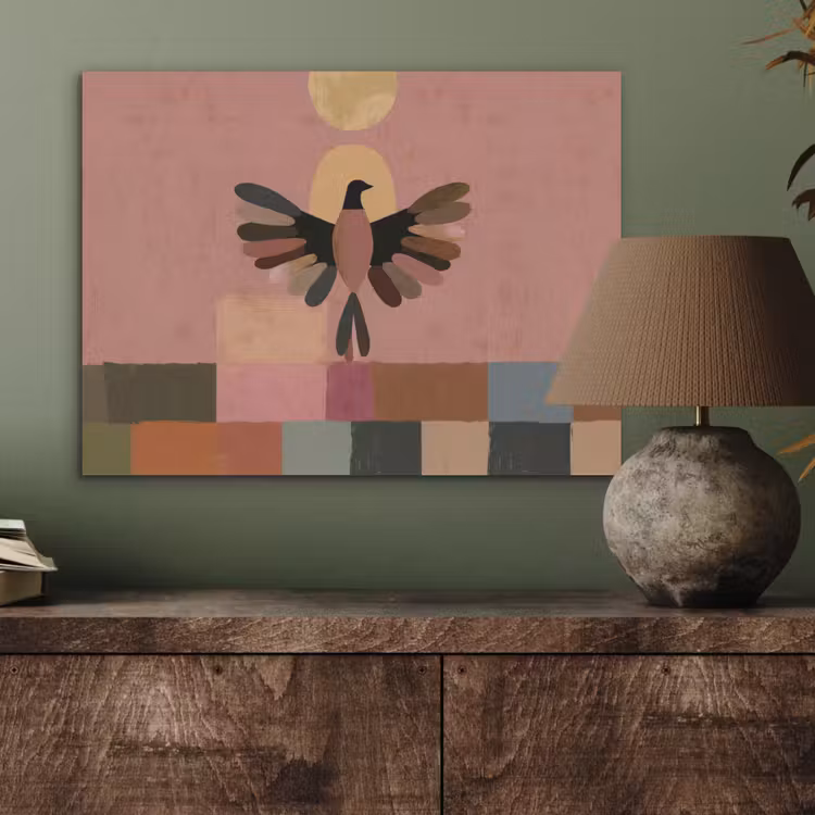 Illustratie - Vogel - Vlakken - Kleurrijk PET vilt klein -sfeer2