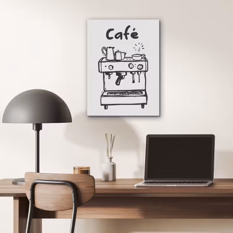 Illustratie - Café - Koffiemachine - Kopjes PET vilt klein -sfeer5