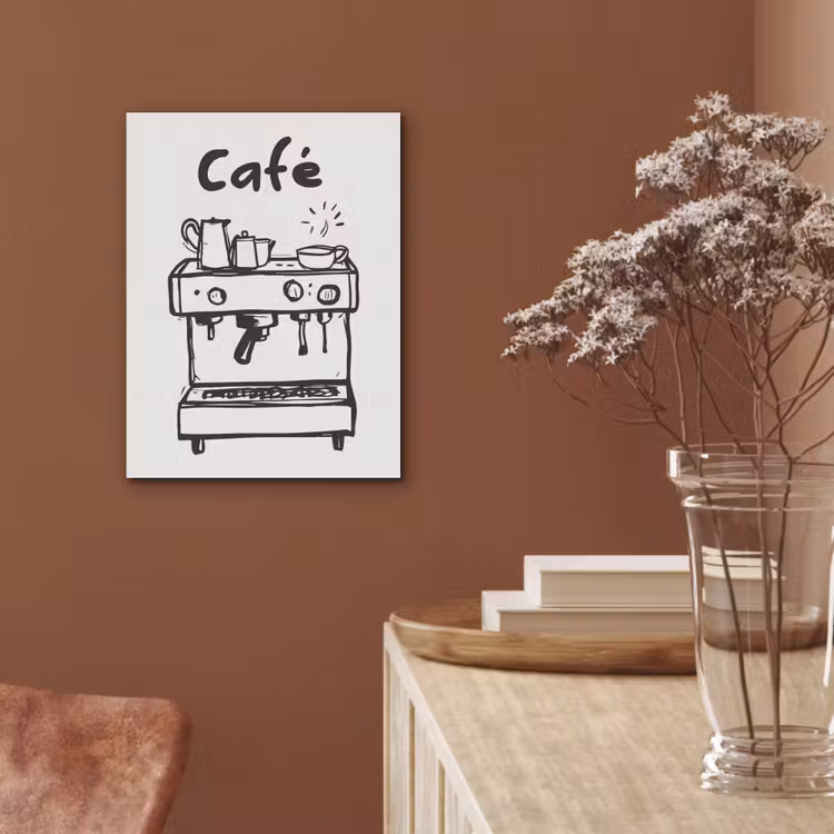 Illustratie - Café - Koffiemachine - Kopjes PET vilt klein -sfeer4