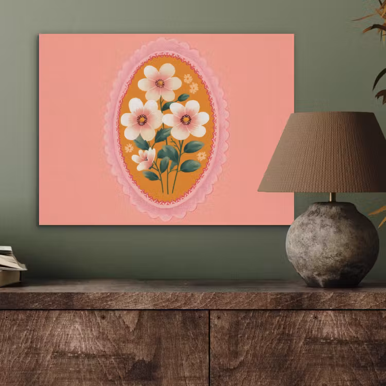 Illustratie - Bloemen - Rand - Roze PET vilt klein -sfeer2