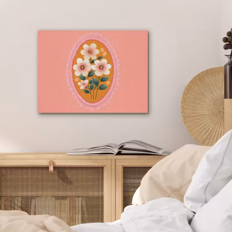 Illustratie - Bloemen - Rand - Roze PET vilt klein -sfeer3