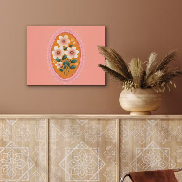 Illustratie - Bloemen - Rand - Roze PET vilt klein -sfeer4