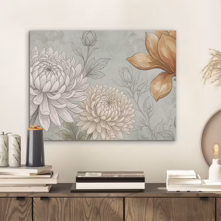 Illustratie - Bloemen - Groen PET vilt klein -sfeer1
