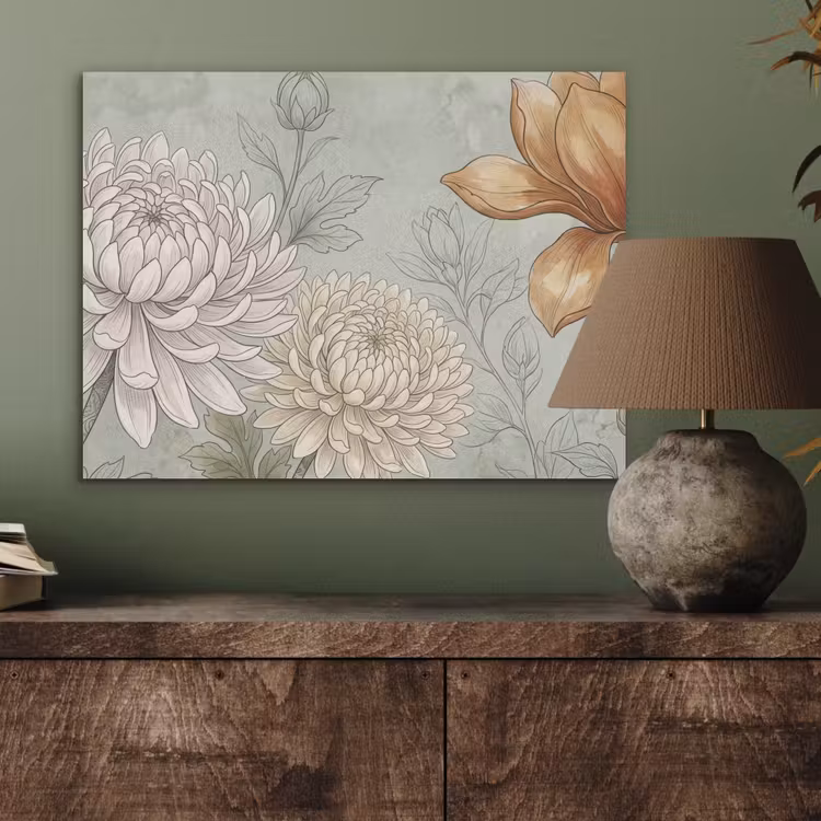 Illustratie - Bloemen - Groen PET vilt klein -sfeer2