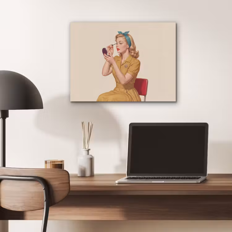 Illustratie - Mascara - Vrouw - Geel PET vilt klein -sfeer5
