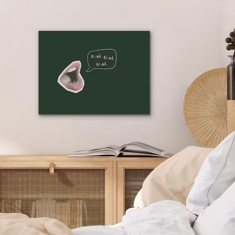 Illustratie - Mond - Donkergroen - Tekstwolkje PET vilt klein -sfeer3