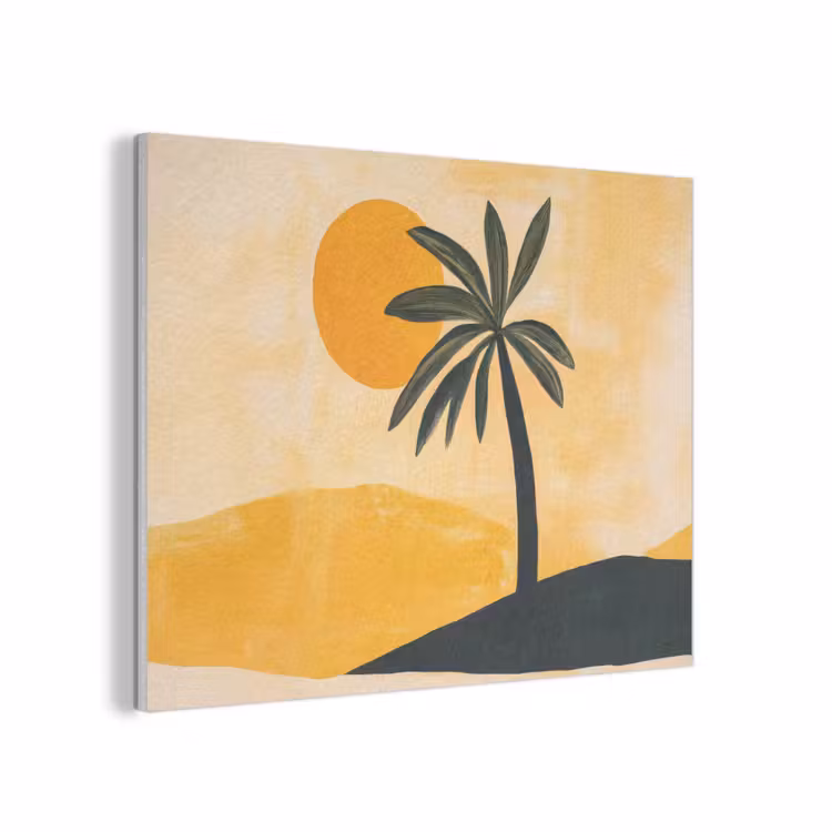 Illustratie - Palmboom - Zon - Heuvels PET vilt klein -3d