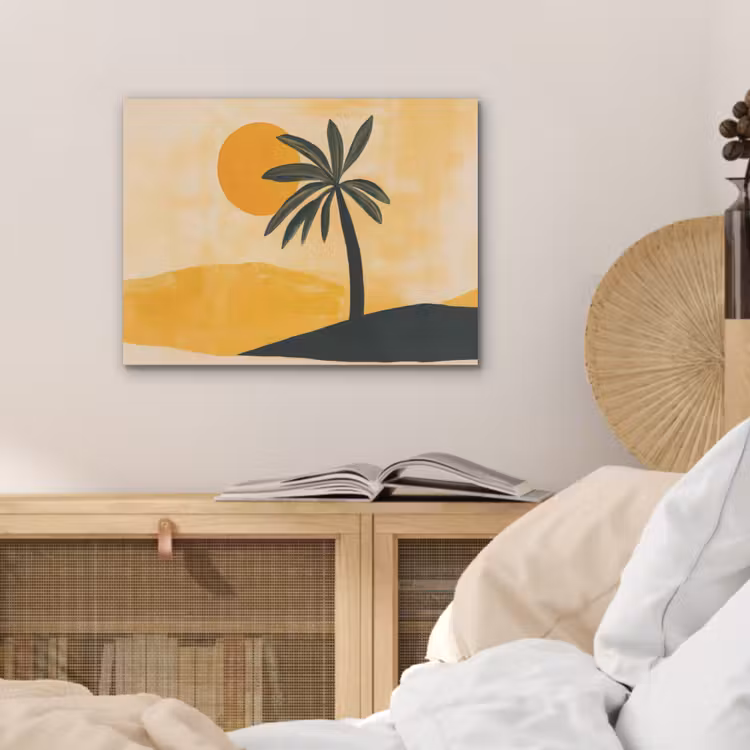 Illustratie - Palmboom - Zon - Heuvels PET vilt klein -sfeer3