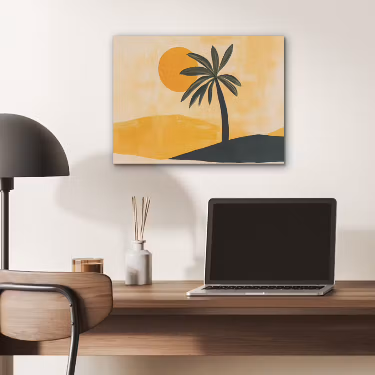 Illustratie - Palmboom - Zon - Heuvels PET vilt klein -sfeer5