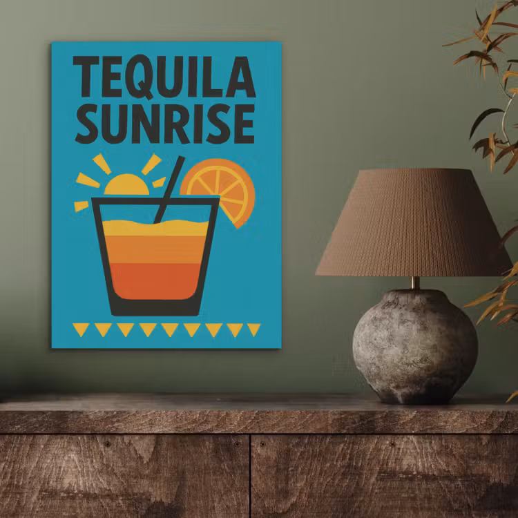 Illustratie - Tequila - Glas - Blauw PET vilt klein -sfeer2