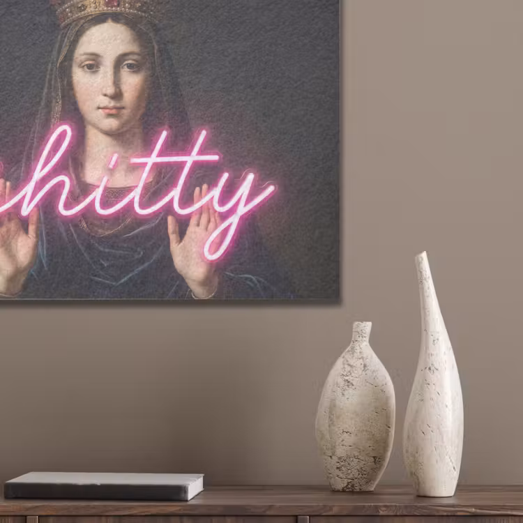 Ironisch - Tekst - Neon PET vilt klein -sfeer6_closeup