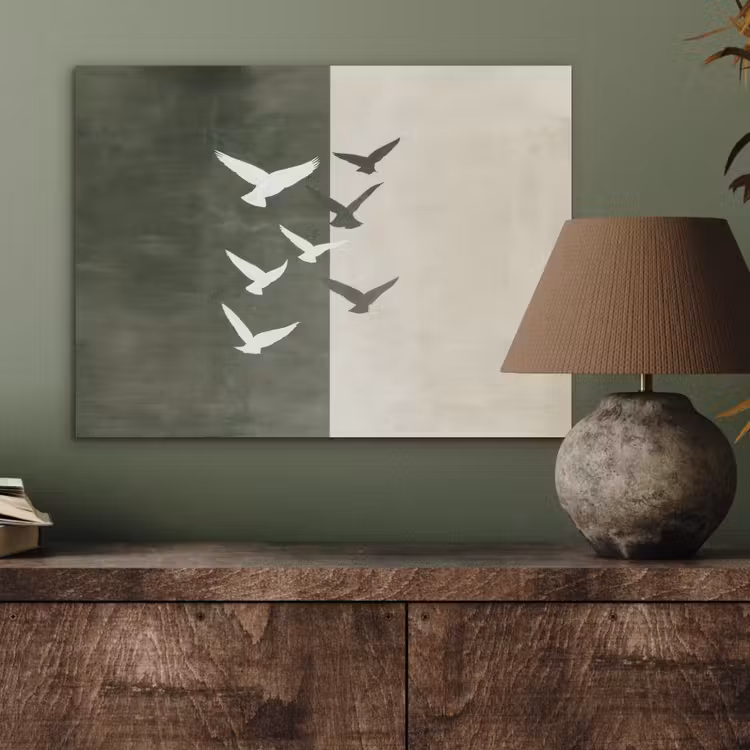Japandi - Vogel - Groen PET vilt klein -sfeer2
