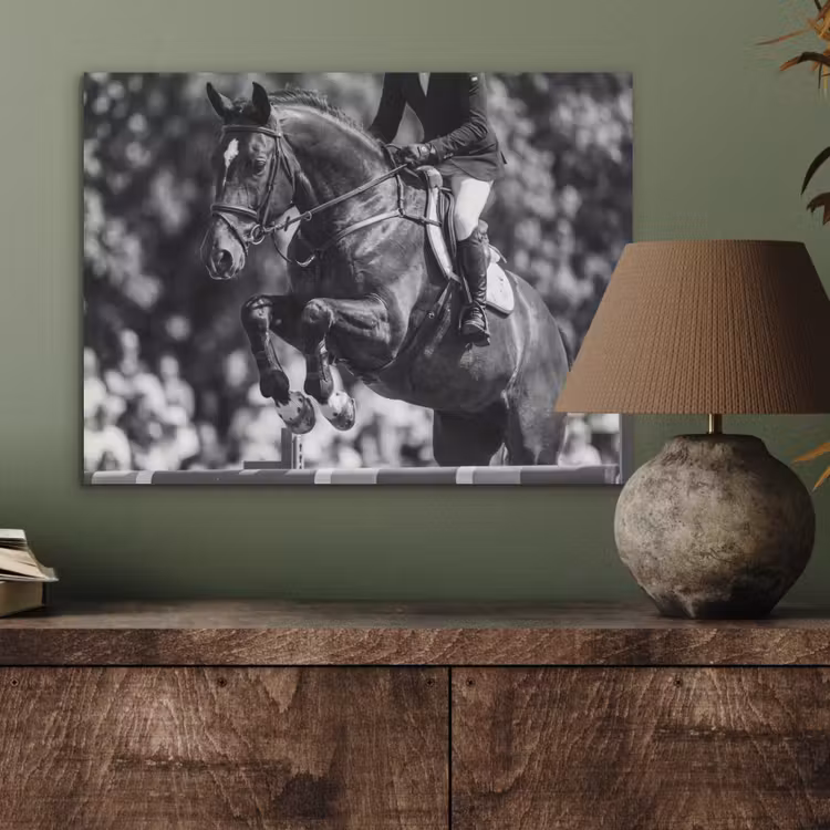 Springen - Paard - Zwart - Wit PET vilt klein -sfeer2