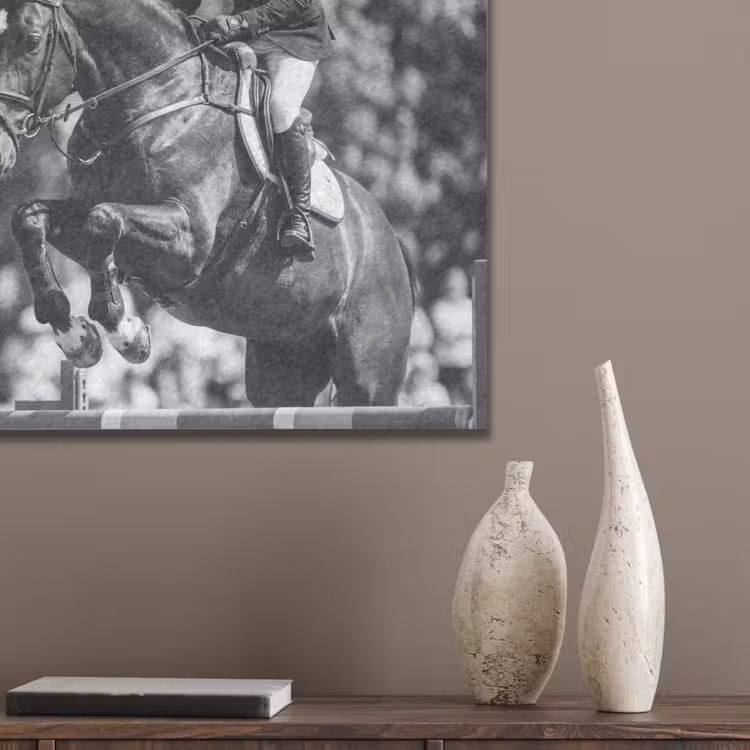 Springen - Paard - Zwart - Wit PET vilt klein -sfeer6_closeup