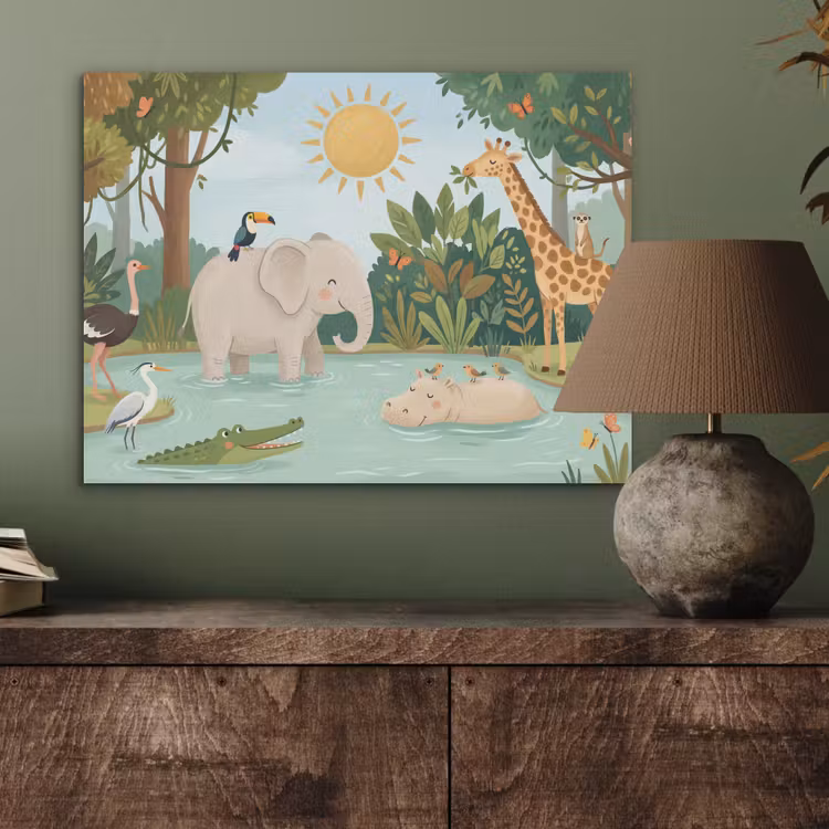 Jungle - Oase - Dieren - Kleurrijk PET vilt klein -sfeer2