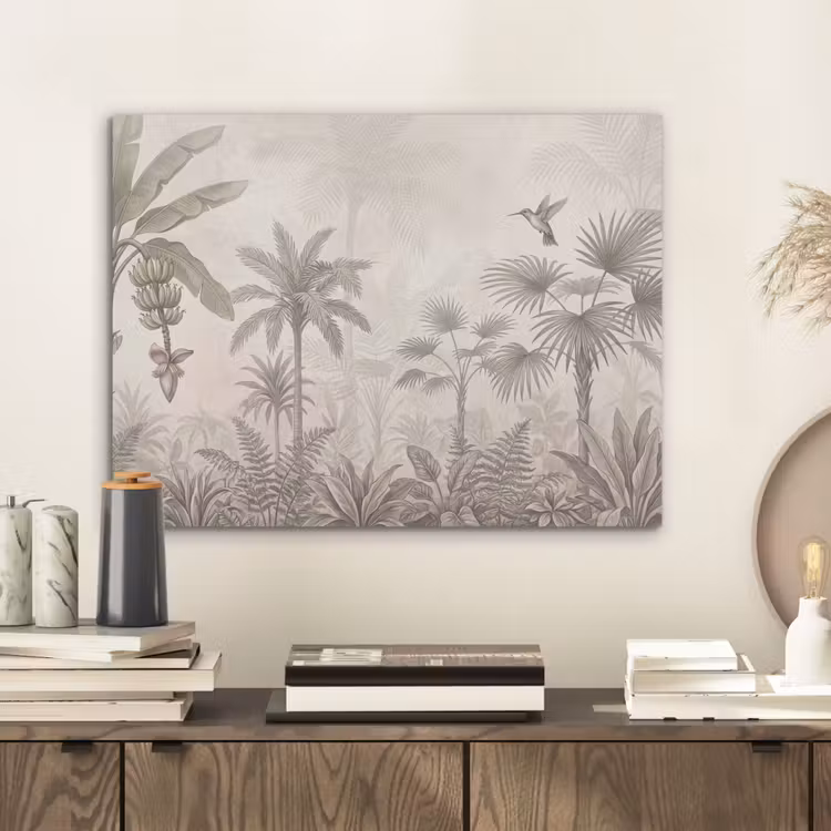 Jungle - Banenboom - Kolibrie - Beige PET vilt klein -sfeer1