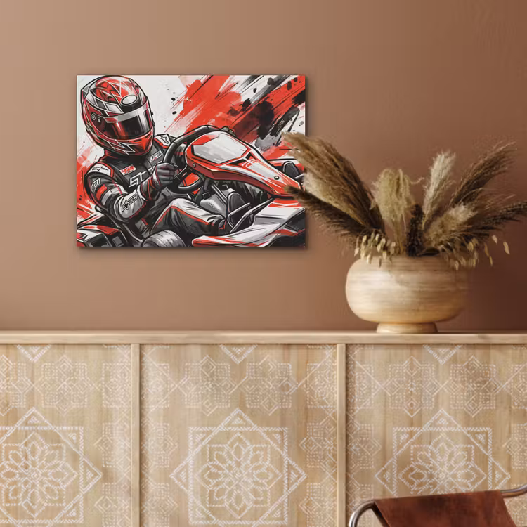 Kart - Coureur - Snelheid - Rood PET vilt klein -sfeer4