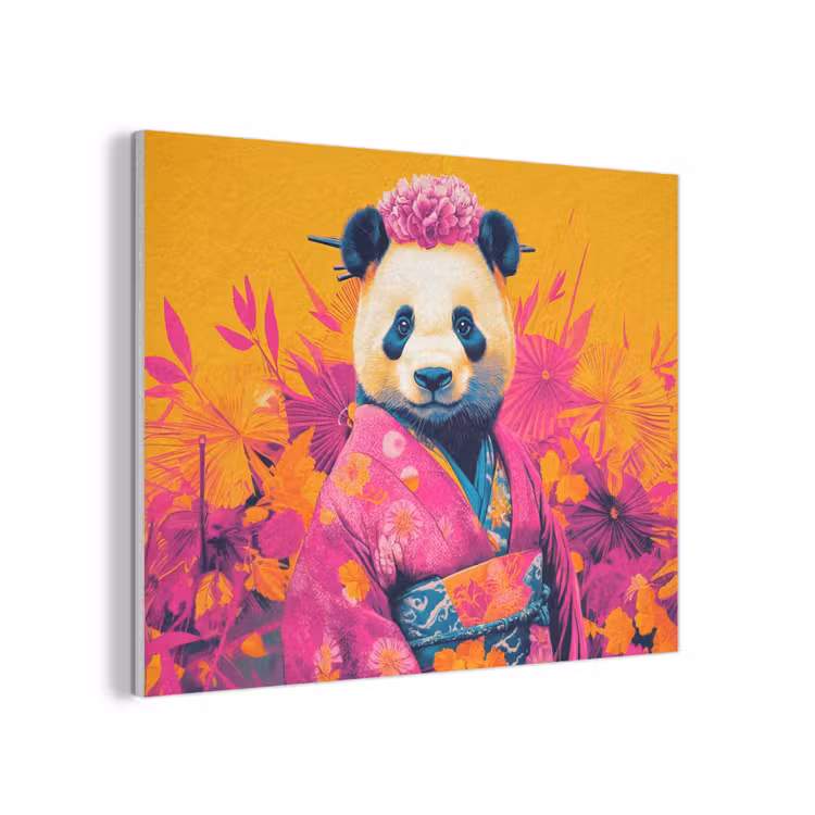 Kimono - Roze - Panda - Bloemenkroon PET vilt klein -3d