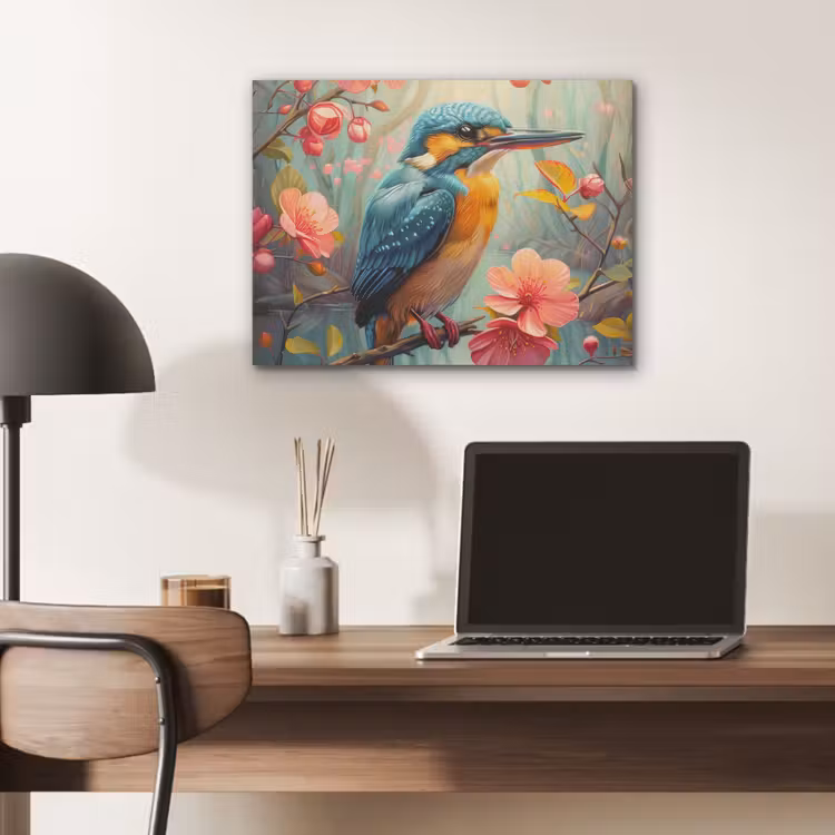 IJsvogel - Bloesem - Natuur - Vogels - Bloemen PET vilt klein -sfeer5