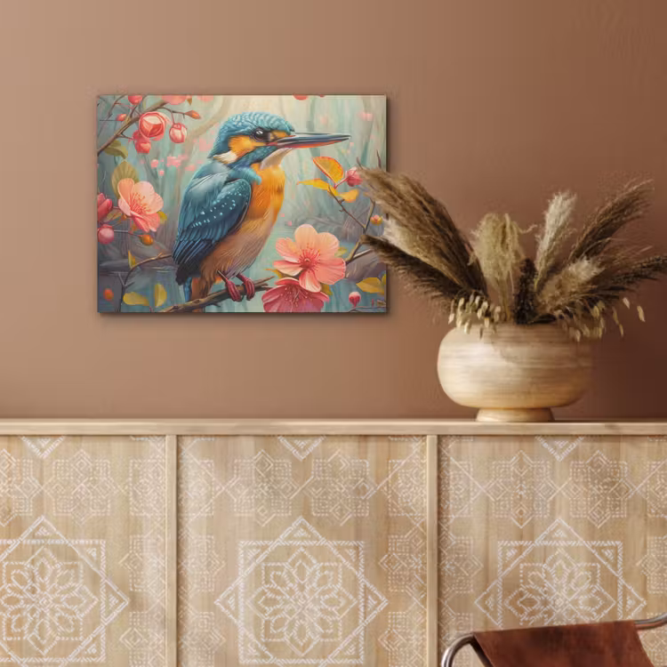IJsvogel - Bloesem - Natuur - Vogels - Bloemen PET vilt klein -sfeer4