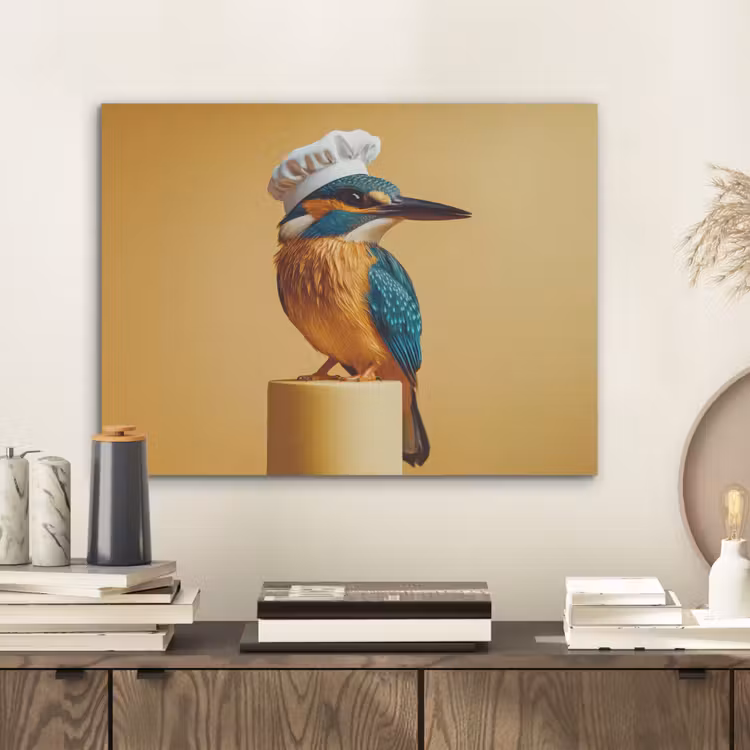 Ijsvogel - Pilaar - Koksmuts - Vogel PET vilt klein -sfeer1