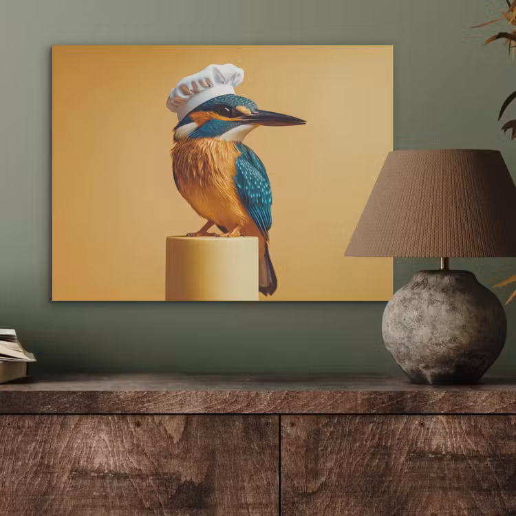 Ijsvogel - Pilaar - Koksmuts - Vogel PET vilt klein -sfeer2