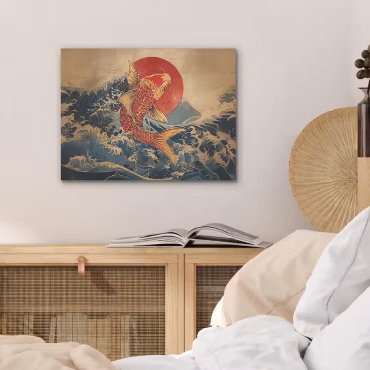 Koi - Zee - Golven - Zon PET vilt klein -sfeer3