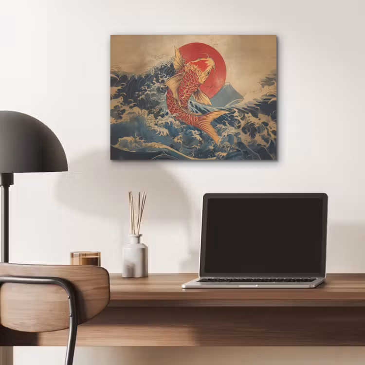 Koi - Zee - Golven - Zon PET vilt klein -sfeer5