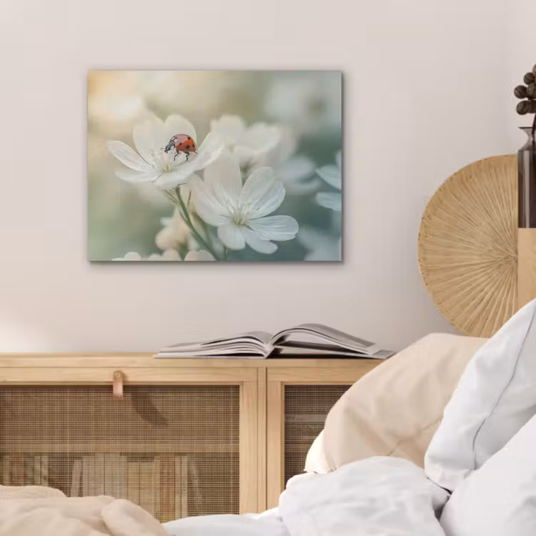 Lieveheersbeestje - Bloemen - Wit PET vilt klein -sfeer3