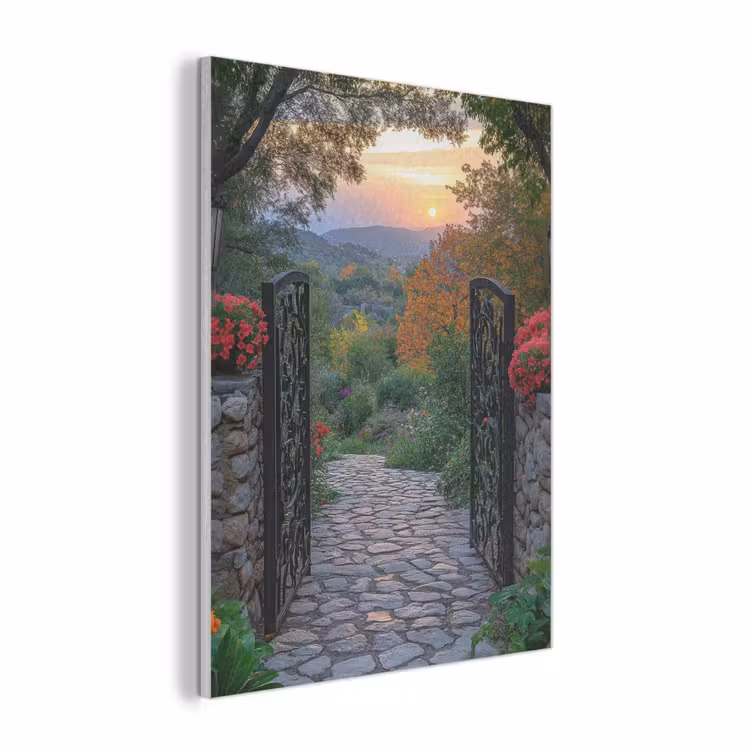 Landschap - Hek - Pad - Zonsondergang - Natuur PET vilt klein -3d