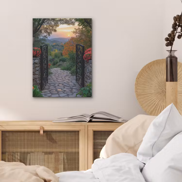 Landschap - Hek - Pad - Zonsondergang - Natuur PET vilt klein -sfeer3