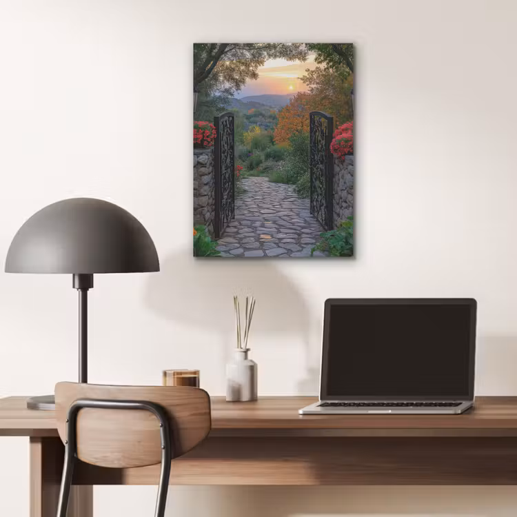 Landschap - Hek - Pad - Zonsondergang - Natuur PET vilt klein -sfeer5
