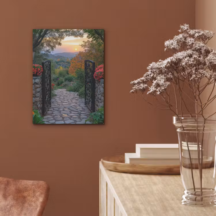 Landschap - Hek - Pad - Zonsondergang - Natuur PET vilt klein -sfeer4