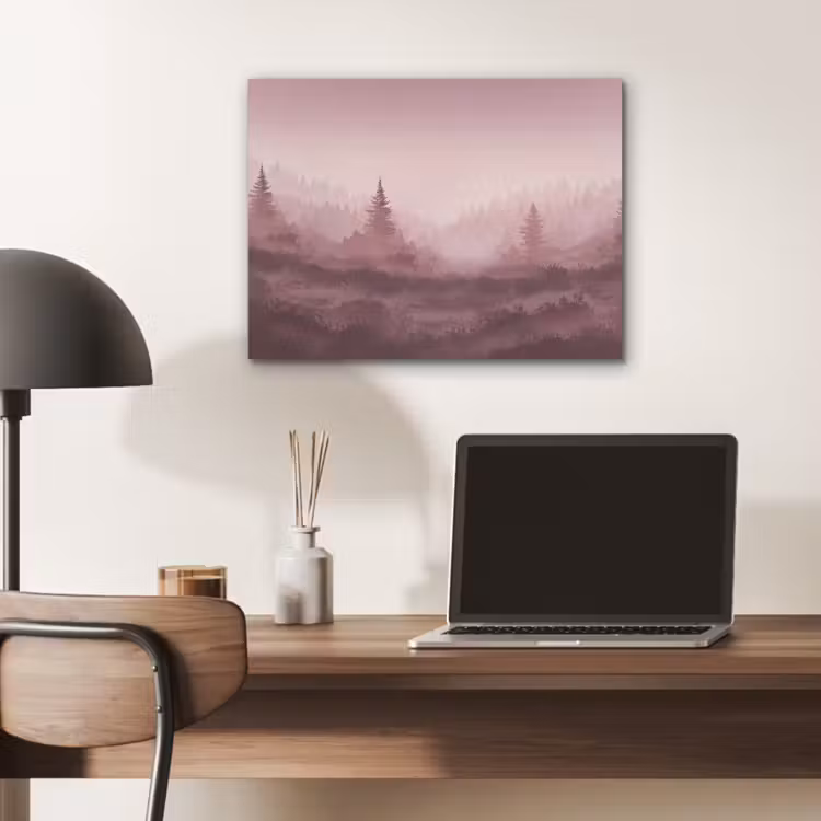 Landschap - Mistig - Roze PET vilt klein -sfeer5