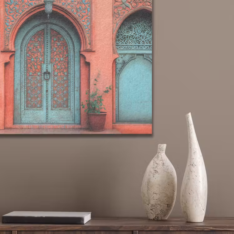 Lantaarn - Deur - Turquoise PET vilt klein -sfeer6_closeup