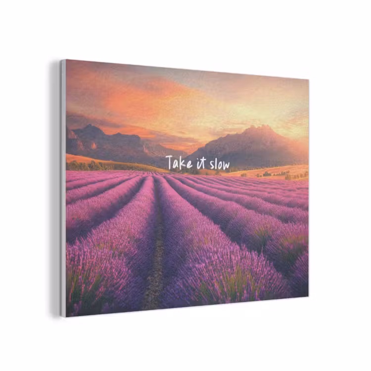 Lavendelveld - Quote - Zonsondergang PET vilt klein -3d