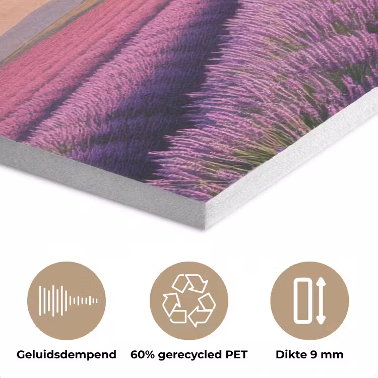 Lavendelveld - Zonsondergang - Paars - Bloemen PET vilt middel -closeup_NL