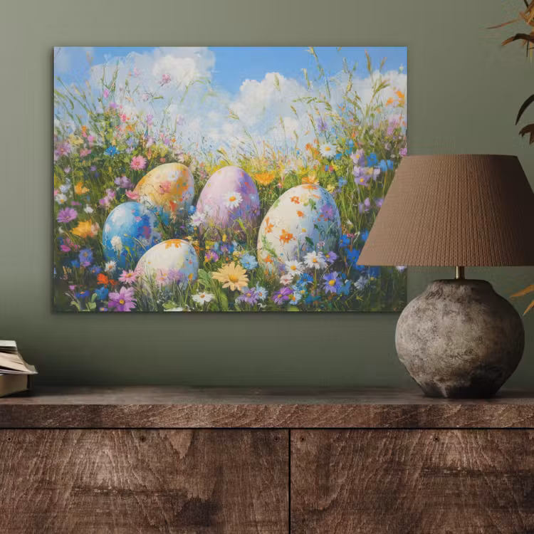 Grasveld - Eieren - Bloemen PET vilt klein -sfeer2