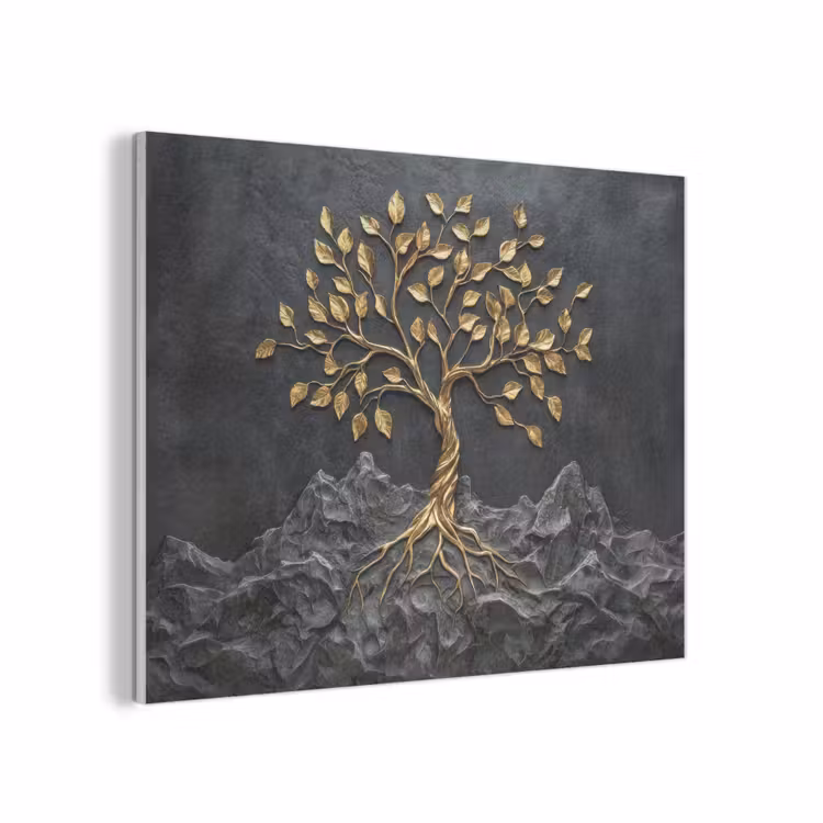 Bladeren - Goud - Boom - Rots PET vilt klein -3d