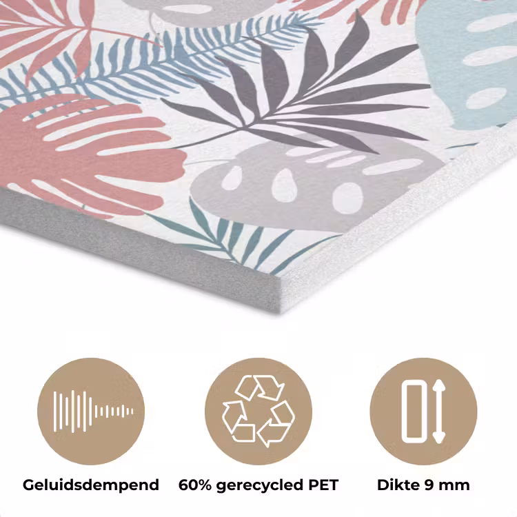 Bladeren - Jungle - Pastel - Tropisch PET vilt middel -closeup_NL