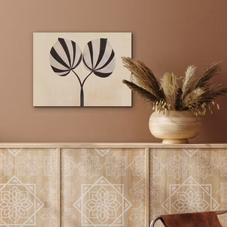 Bladeren - Gestreept - Stengel - Beige PET vilt klein -sfeer4