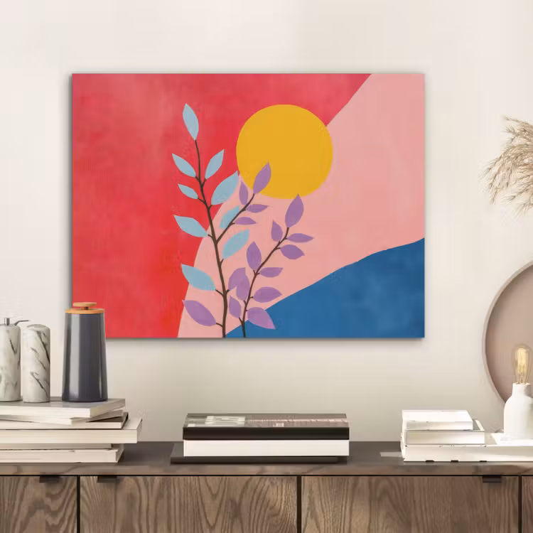 Bladeren - Zon - Abstracte vormen PET vilt klein -sfeer1