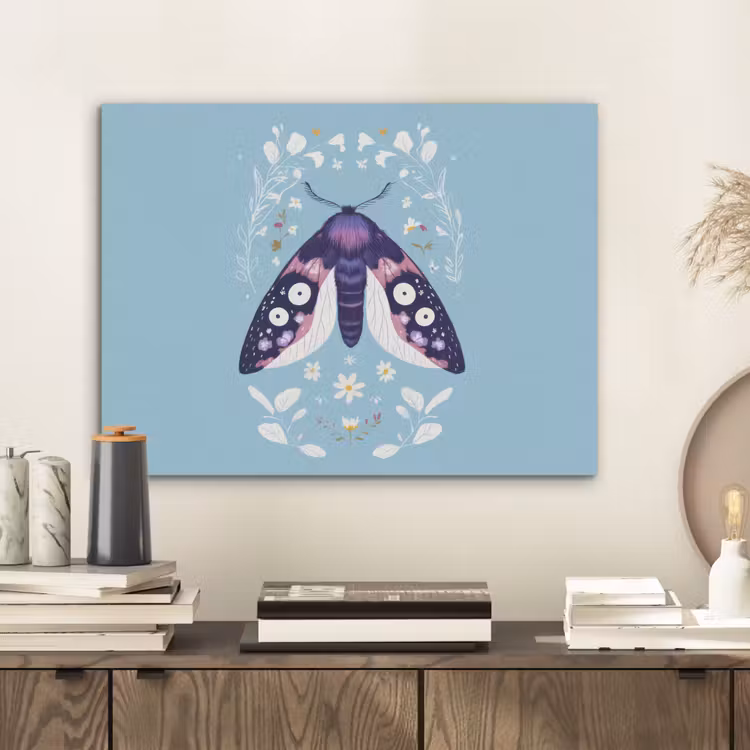 Bladeren - Wit - Vlinder - Insect PET vilt klein -sfeer1