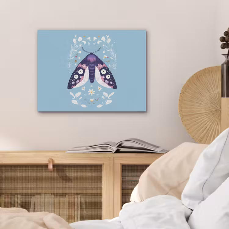 Bladeren - Wit - Vlinder - Insect PET vilt klein -sfeer3