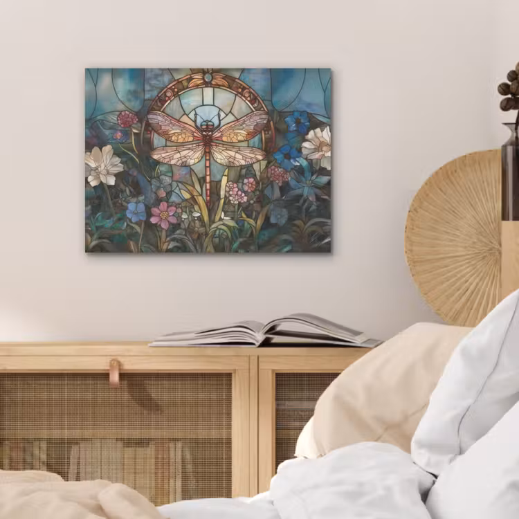 Libelle - Mozaïek - Bloemen - Kleurrijk PET vilt klein -sfeer3