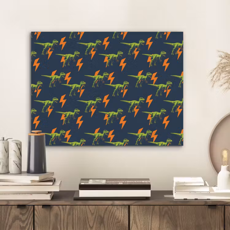 Bliksemschichten - Oranje - Dinosaurussen PET vilt klein -sfeer1