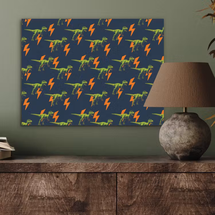 Bliksemschichten - Oranje - Dinosaurussen PET vilt klein -sfeer2